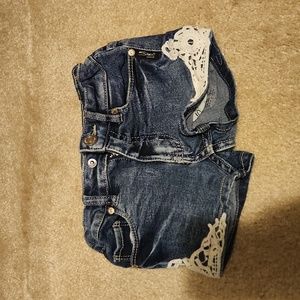 Girls Silver Jean Shorts
